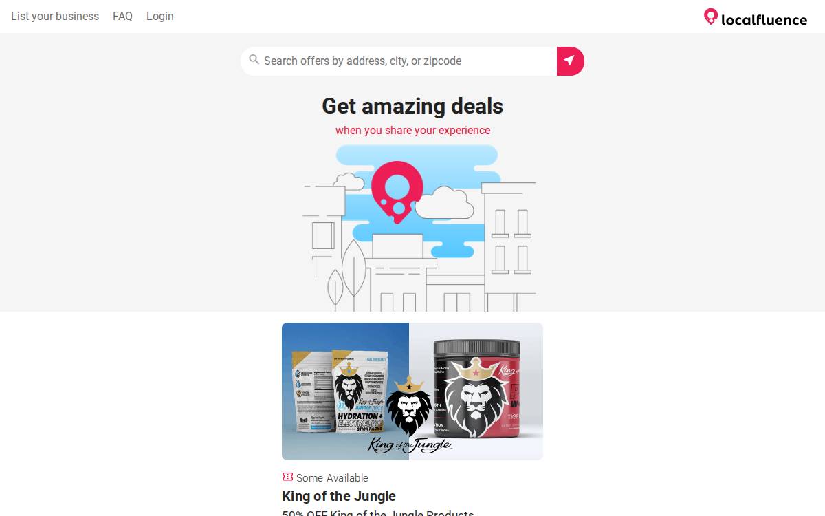 Localfluence website preview