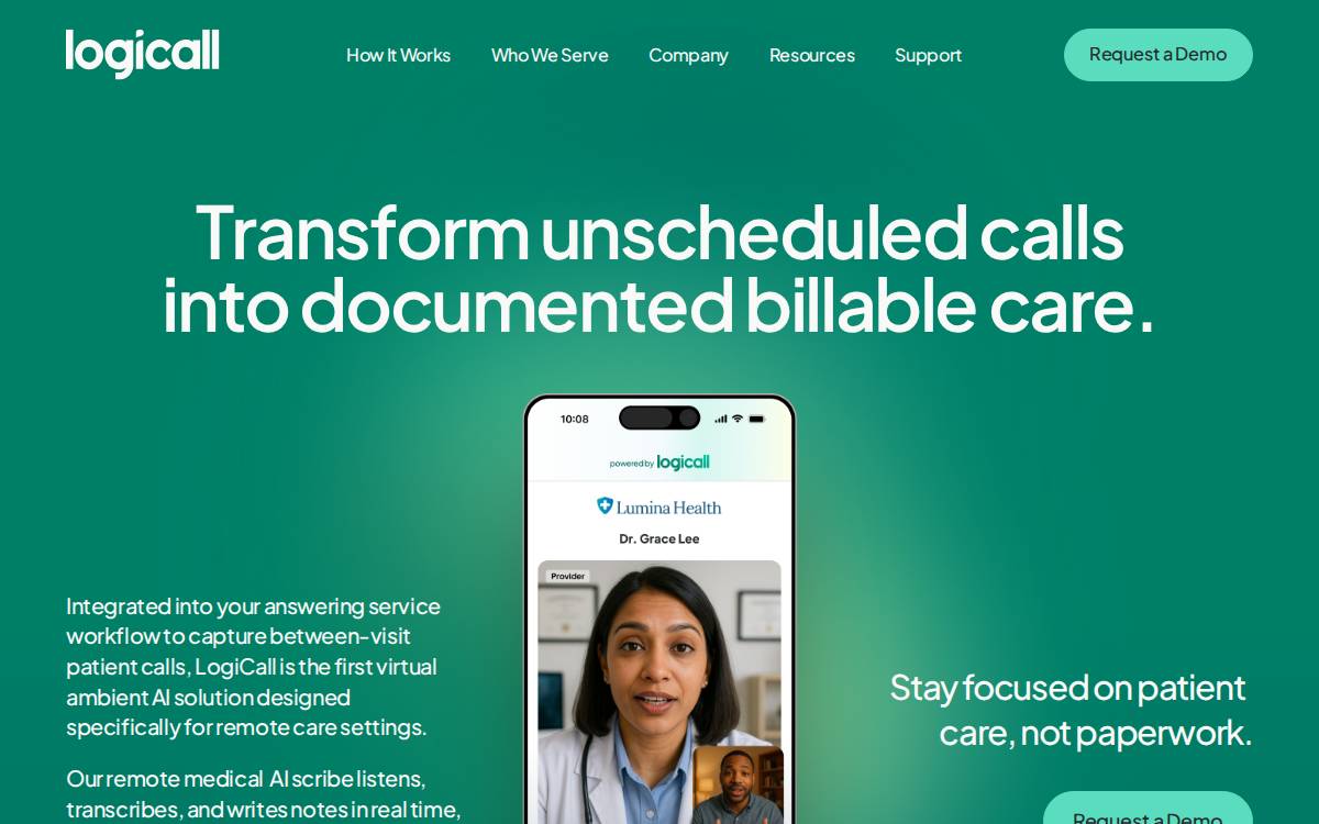 LogiCall Health website preview