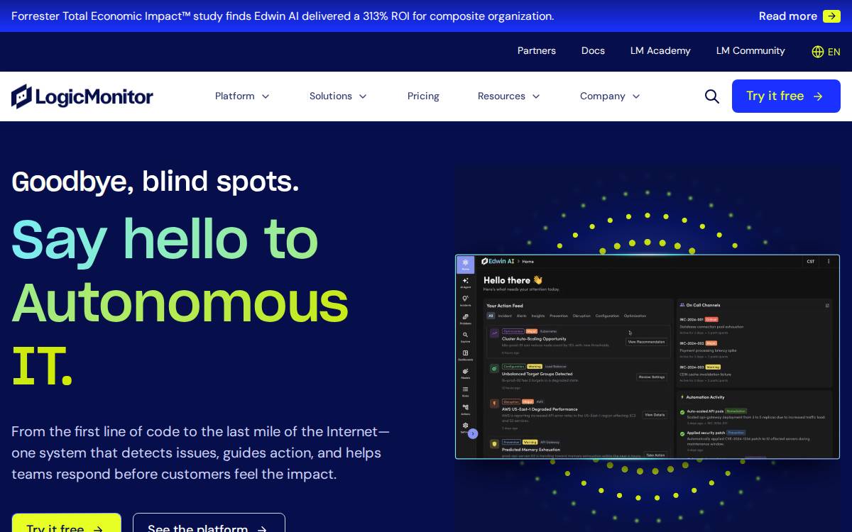 LogicMonitor website preview