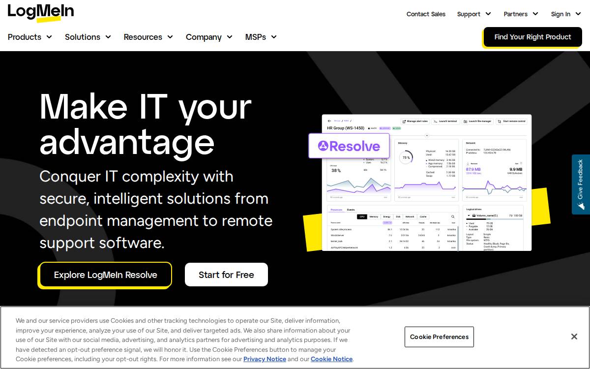 LogMeIn website preview