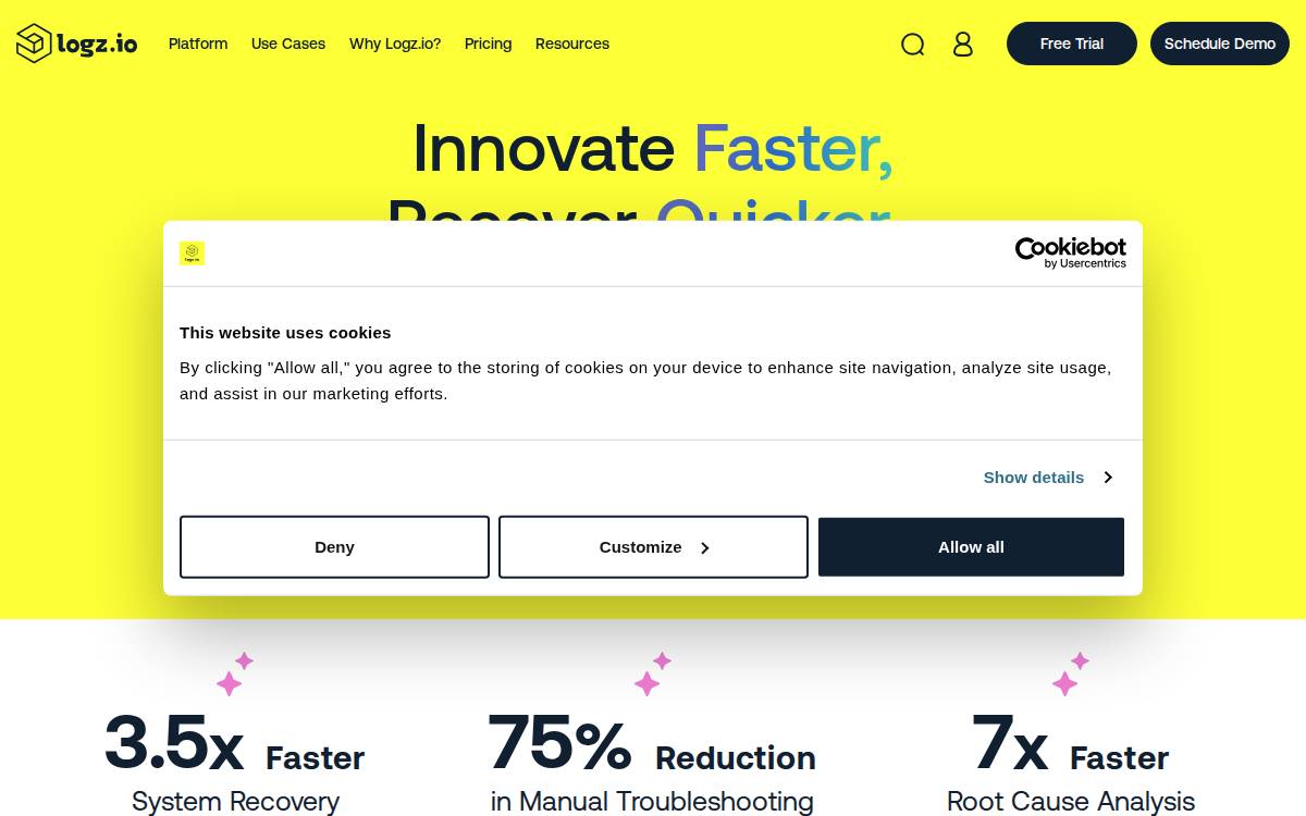Logz Io website preview