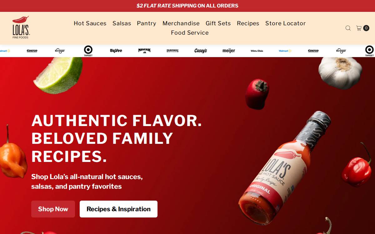 Lola's Fine Sauces website preview