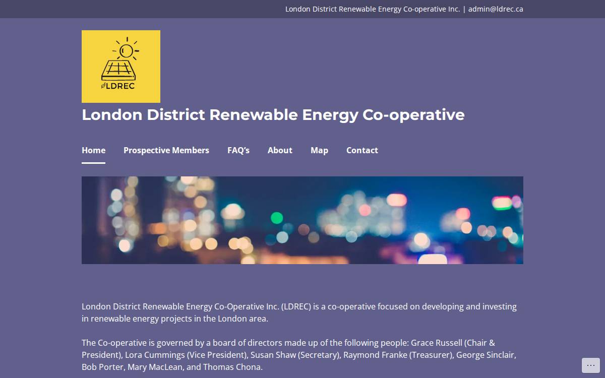 London District Renewable Energy Co-operative website preview