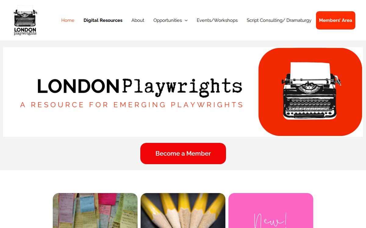 London Playwrights Blog website preview
