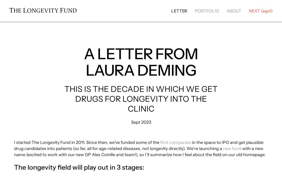 Longevity Fund website preview