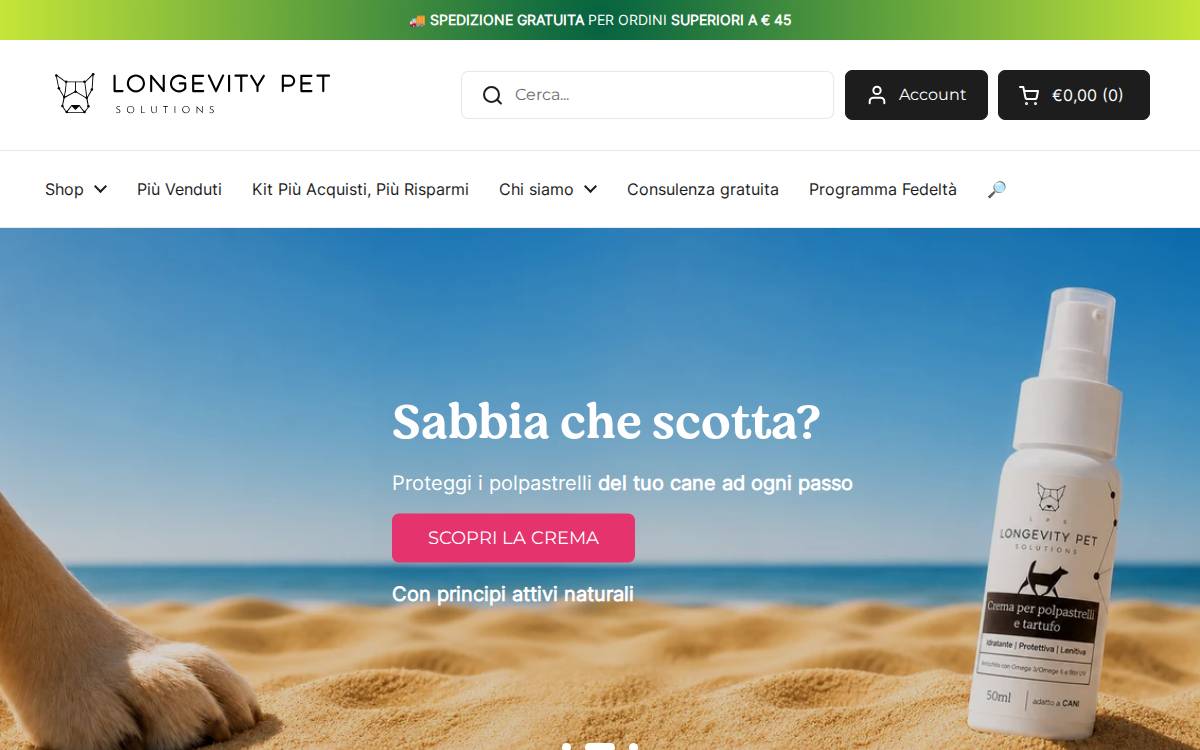 Longevity Pet website preview