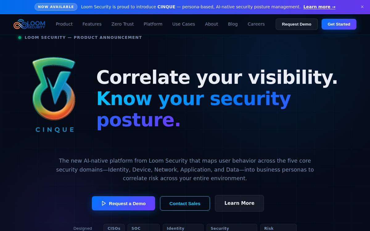 Loom Security website preview