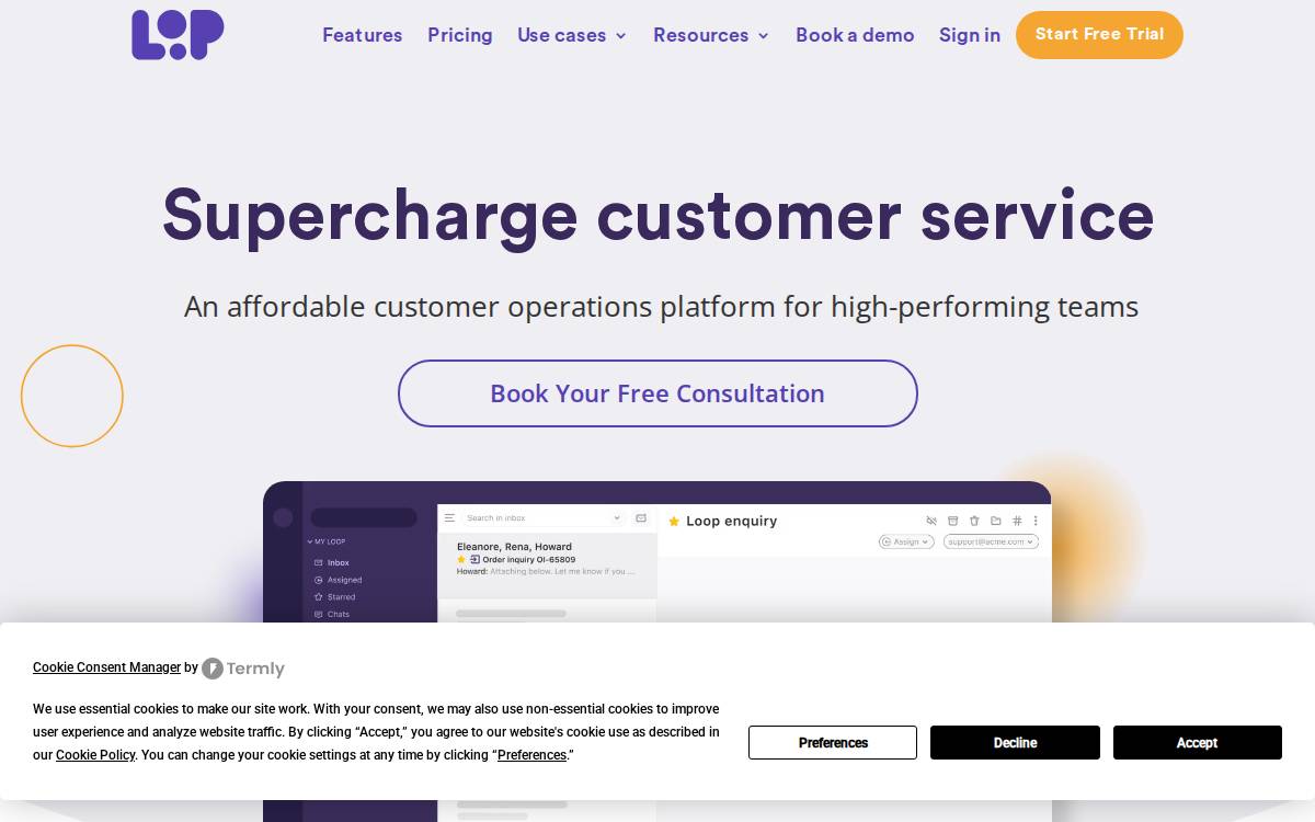 Loop Email website preview