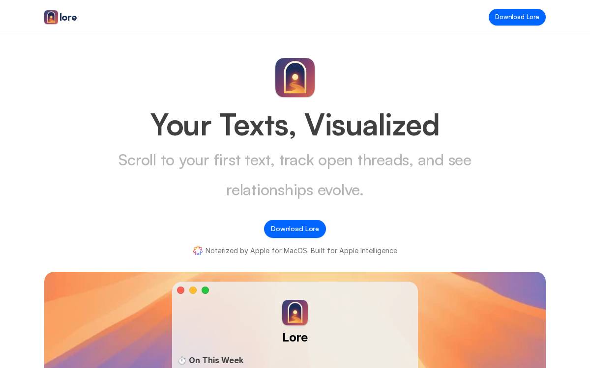 Lore website preview