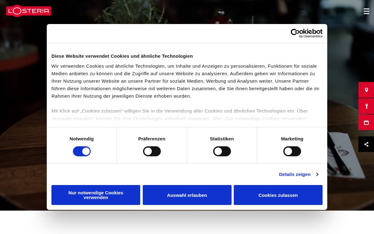 L’Osteria website preview