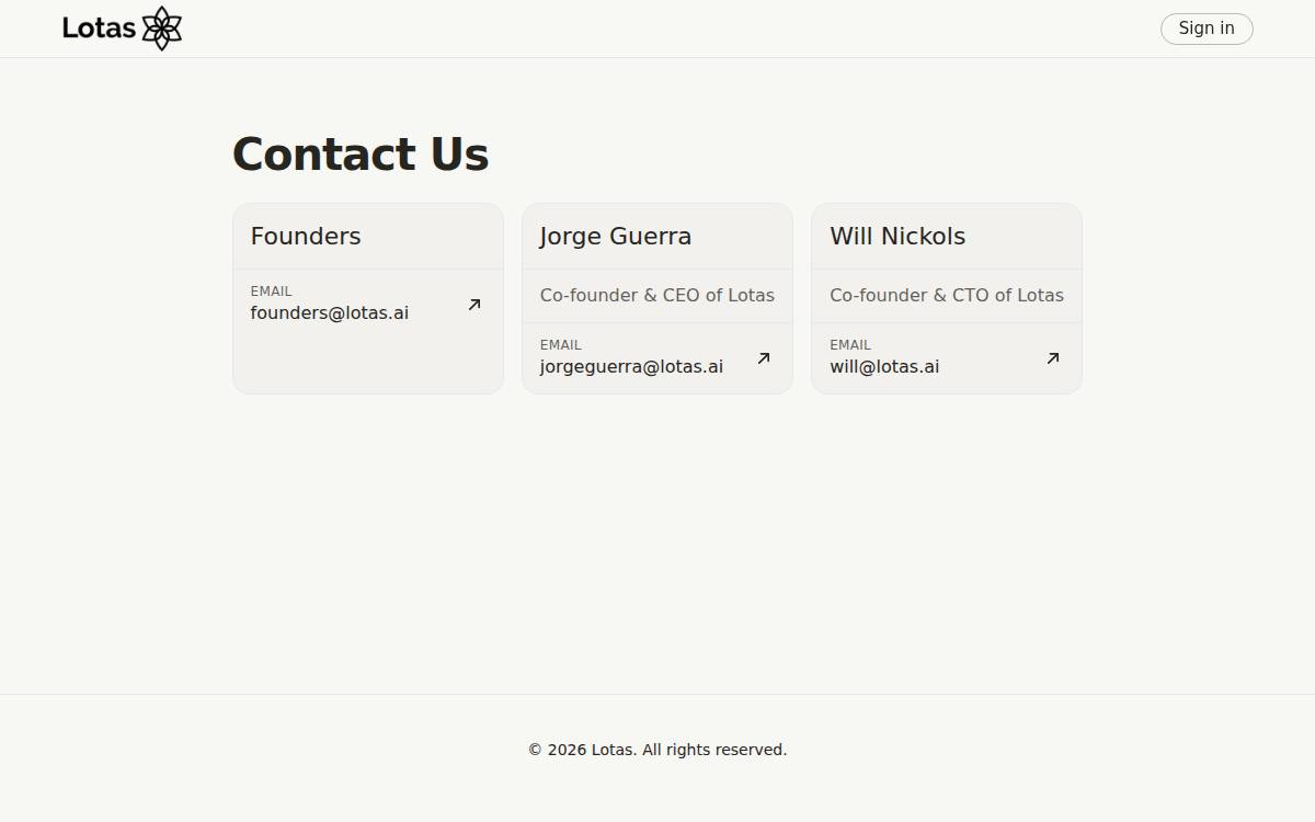 Lotas website preview