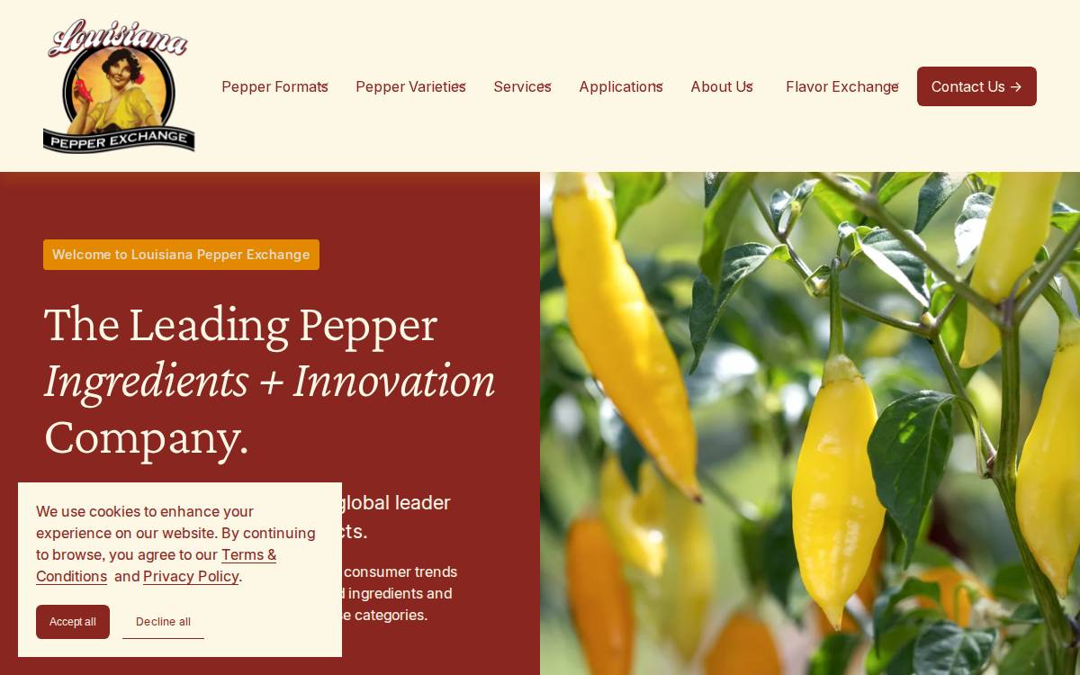 Louisiana Pepper Exchange website preview