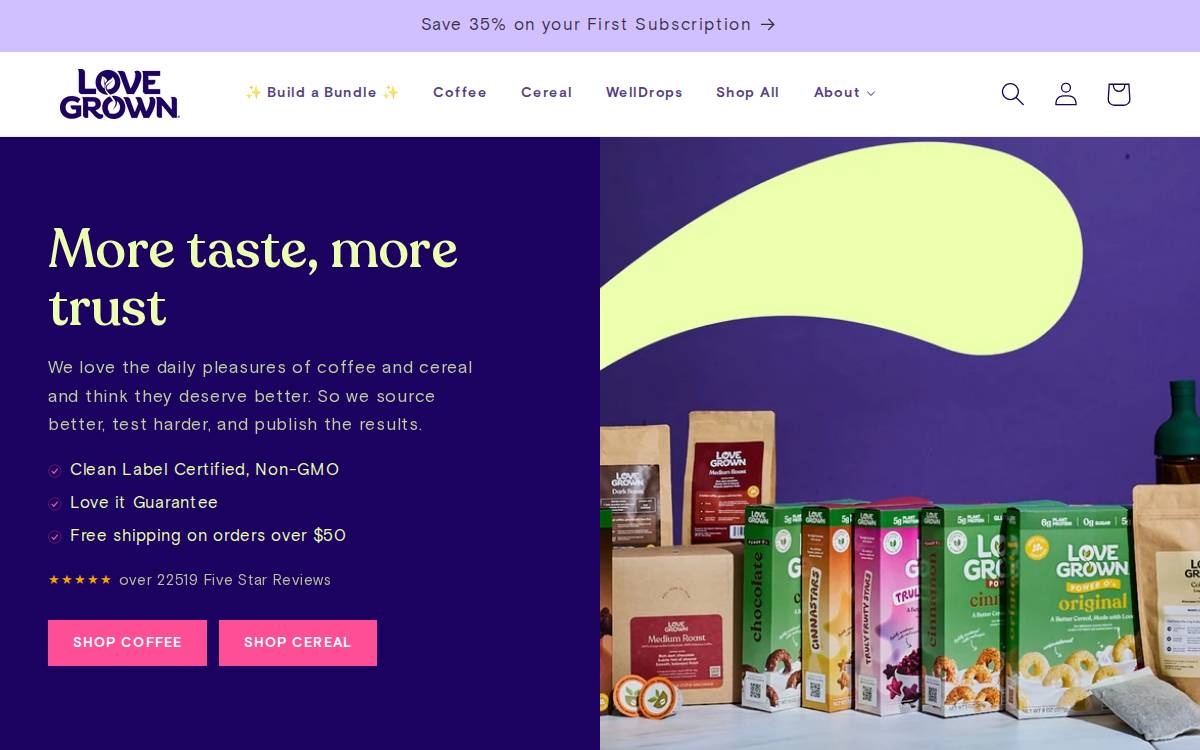Lovegrown website preview
