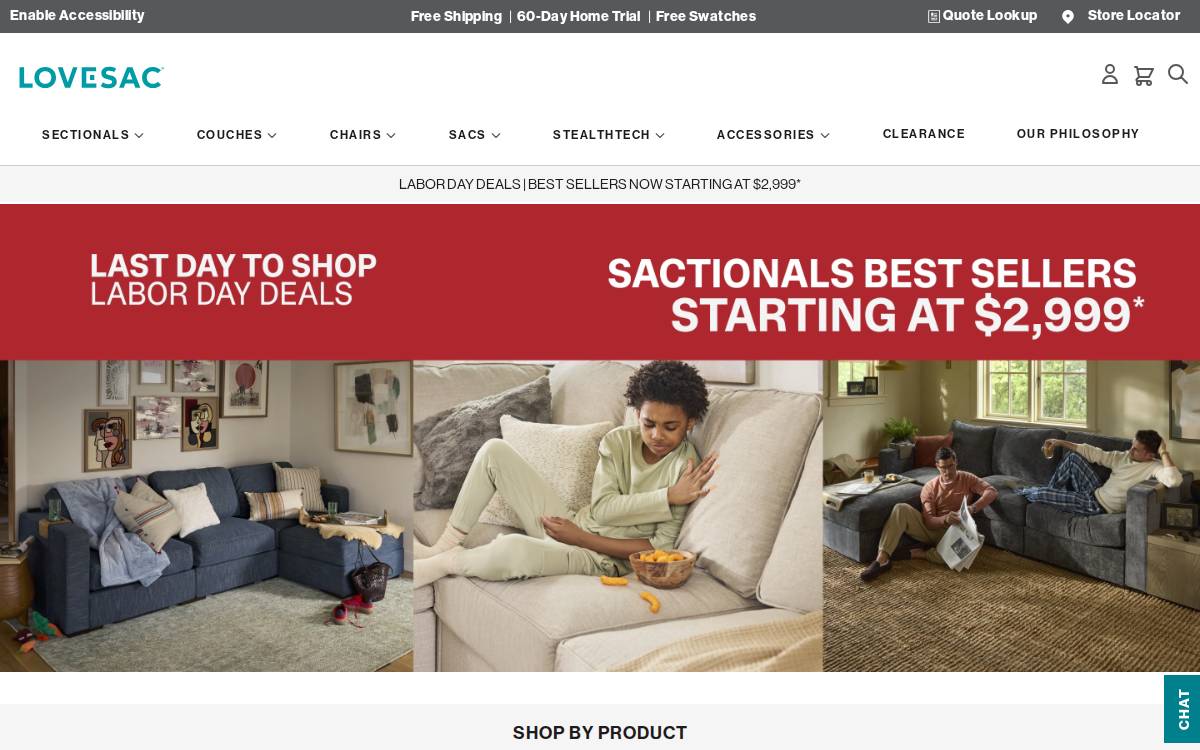 Lovesac website preview