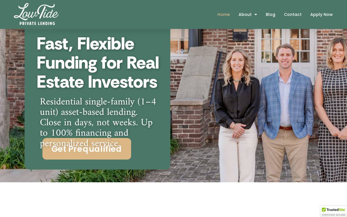 Low Tide Private Lending website preview