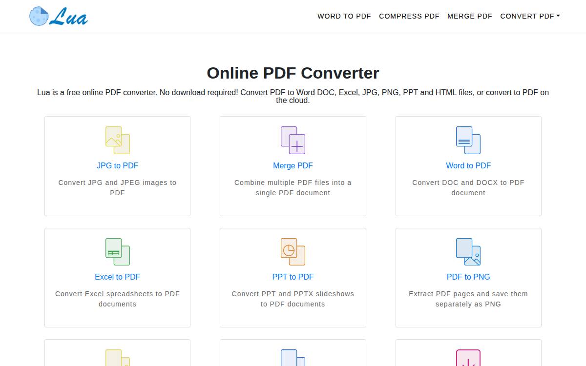 Lua website preview