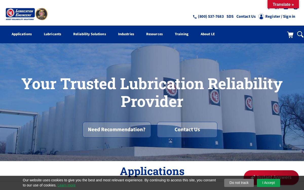 Lubrication Engineers website preview