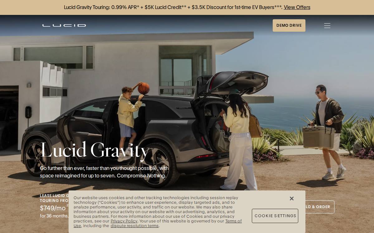 Lucid Motors website preview