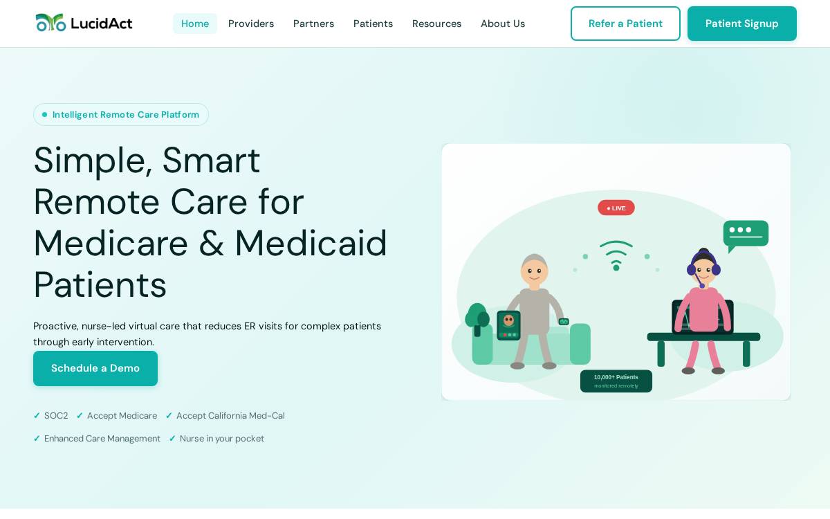 LucidAct Health website preview