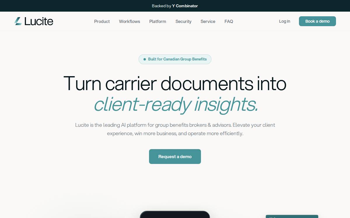 Lucite website preview