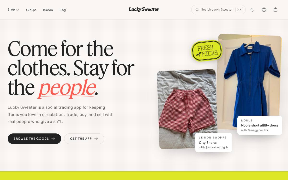 Lucky Sweater website preview