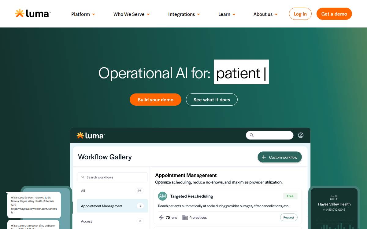 Luma Health website preview