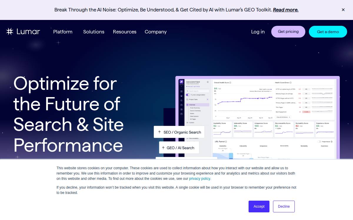 Lumar website preview