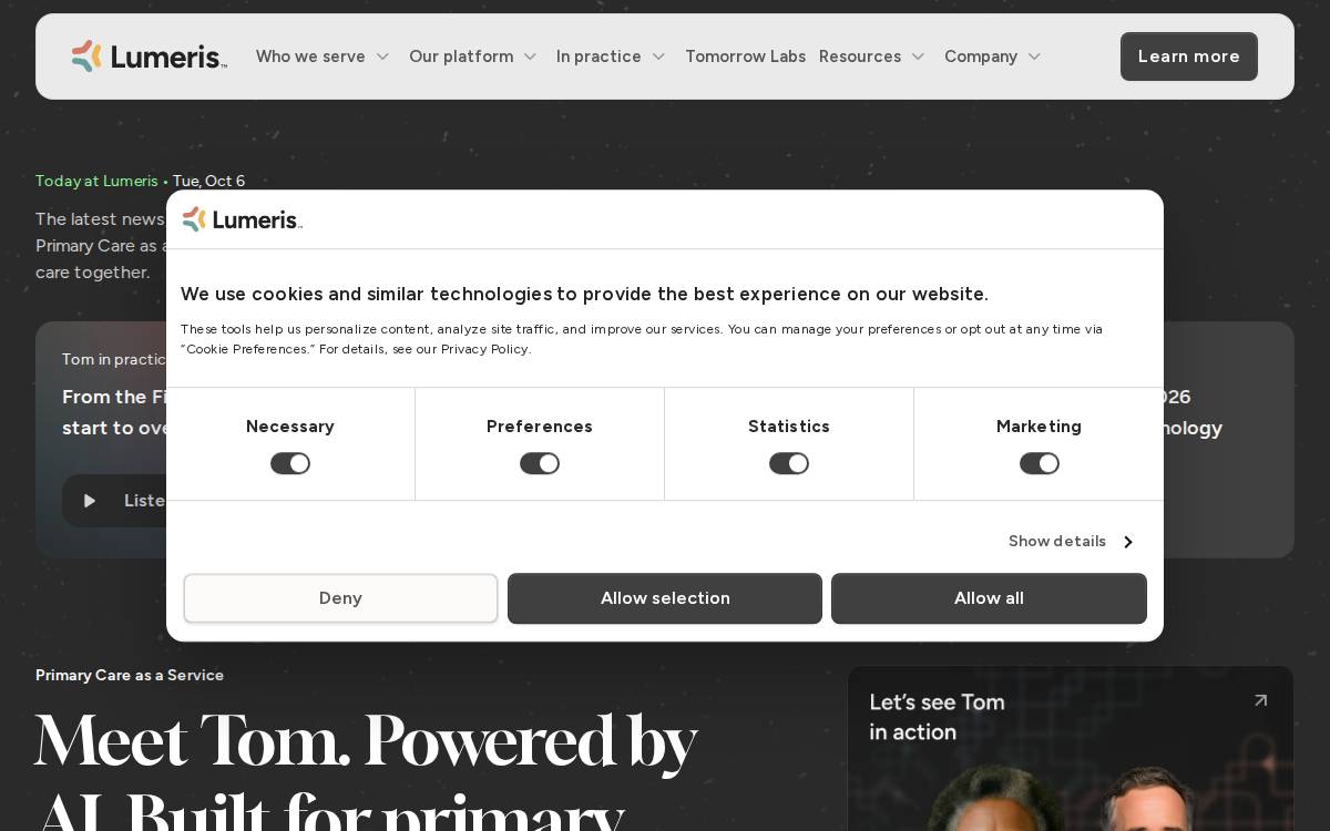 Lumeris website preview