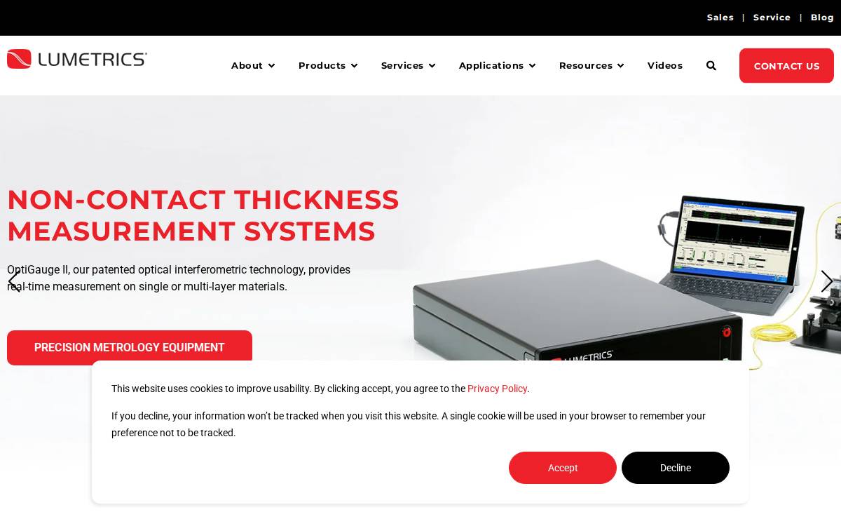 LUMETRICS, INC. website preview