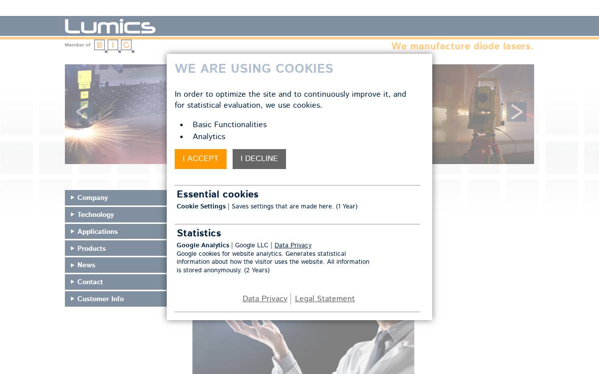 Lumics website preview