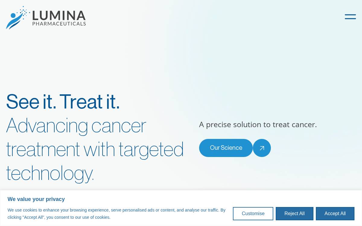 Lumina Pharmaceuticals website preview