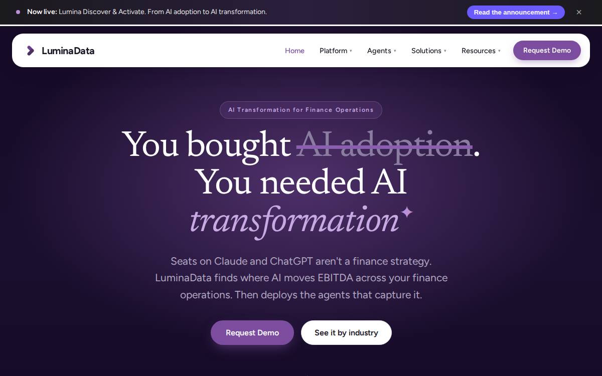LuminaData website preview