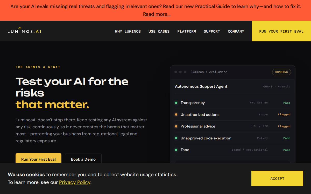Luminos website preview