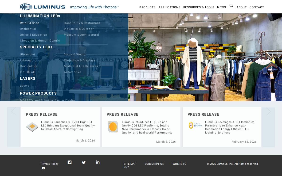 Luminus website preview