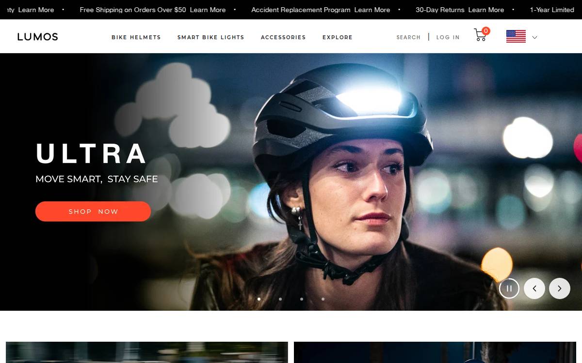 Lumos Helmet website preview