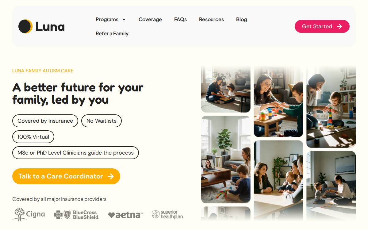 Luna Family Autism website preview