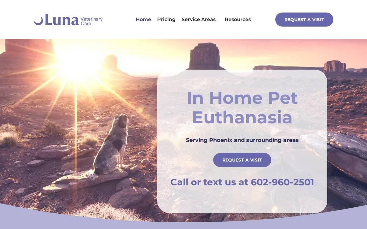 Luna Vet Care exit website preview