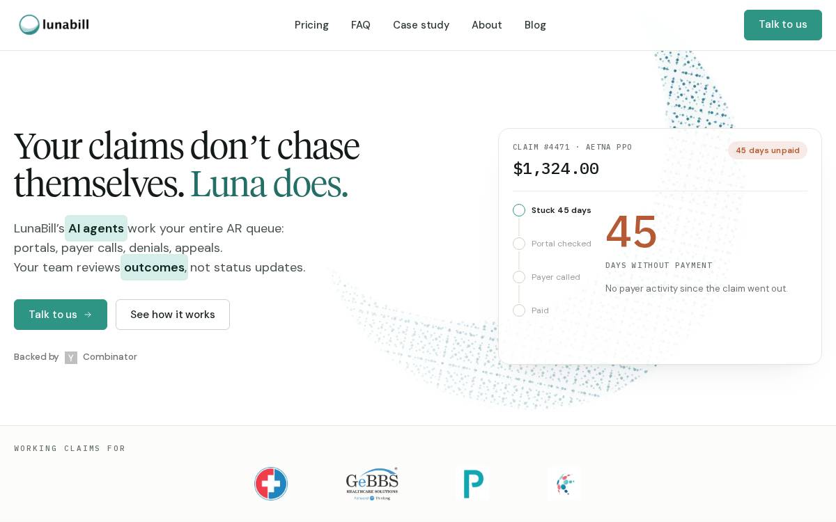LunaBill website preview