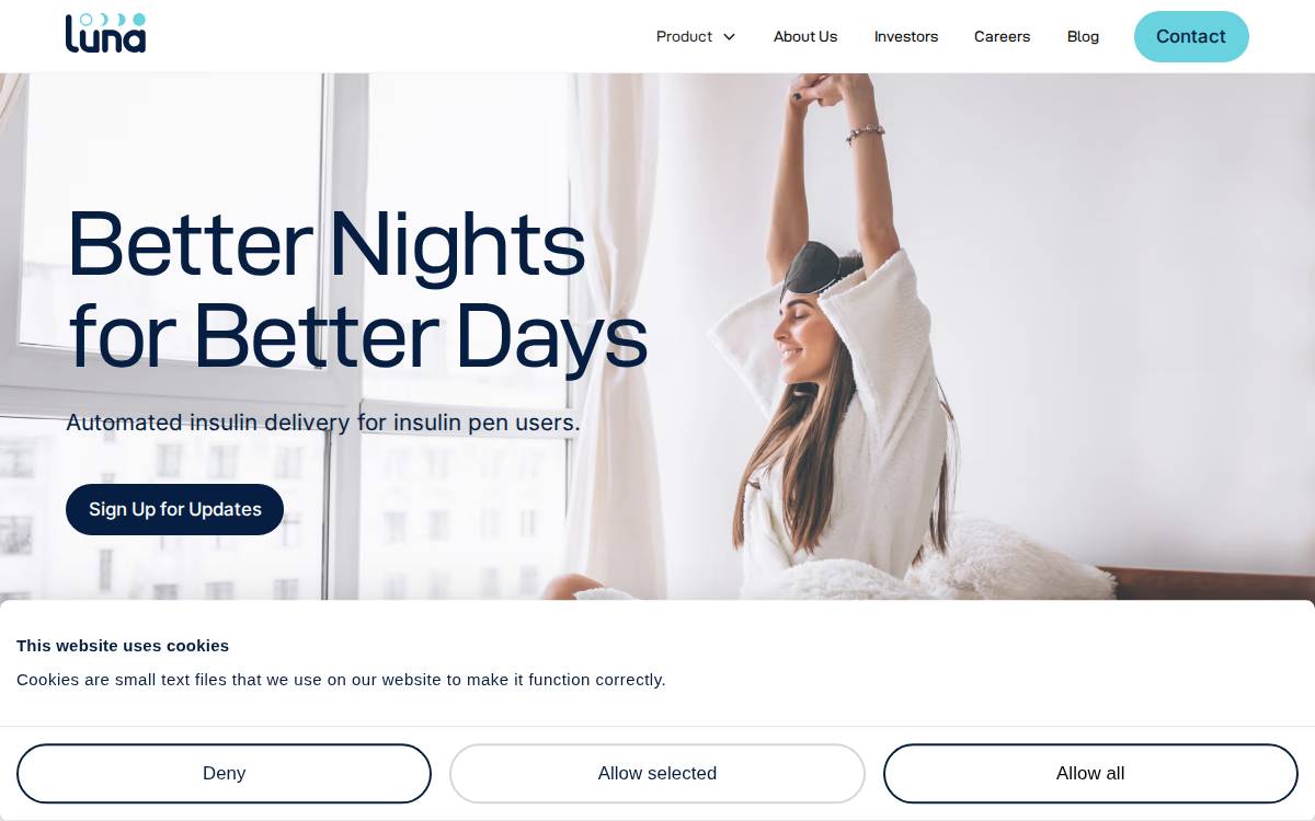 Luna Diabetes website preview