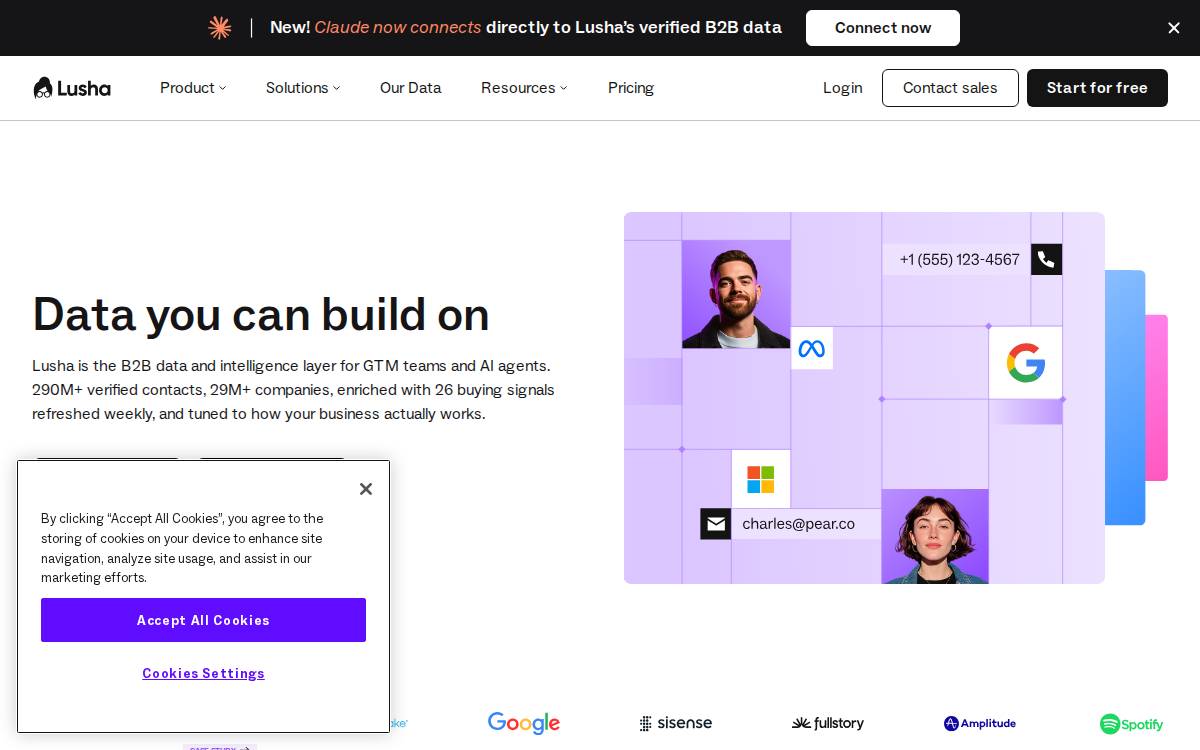 Lusha website preview