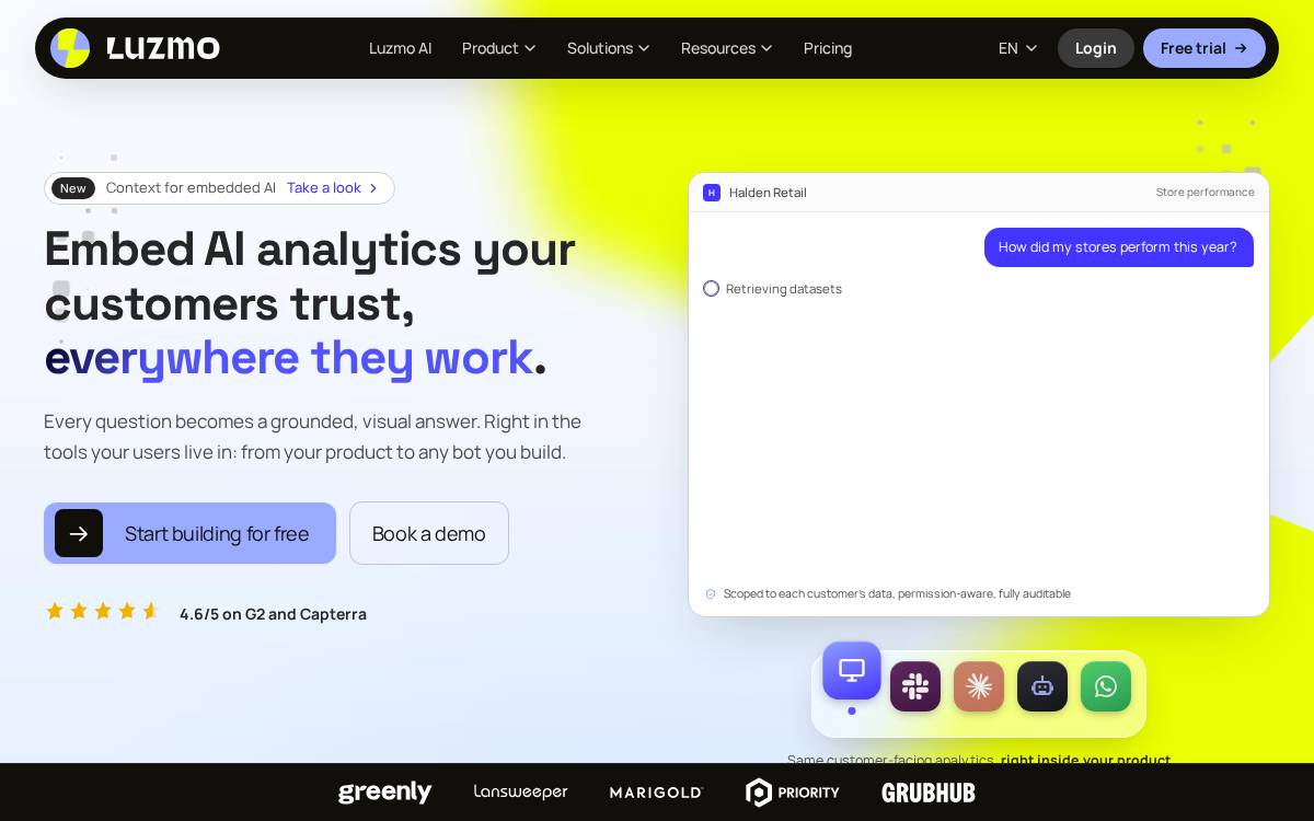 Luzmo website preview
