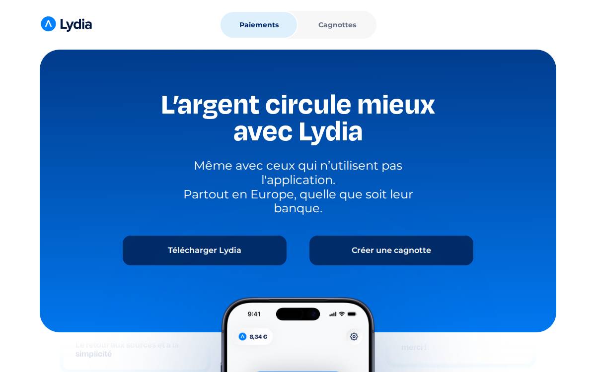 Lydia website preview