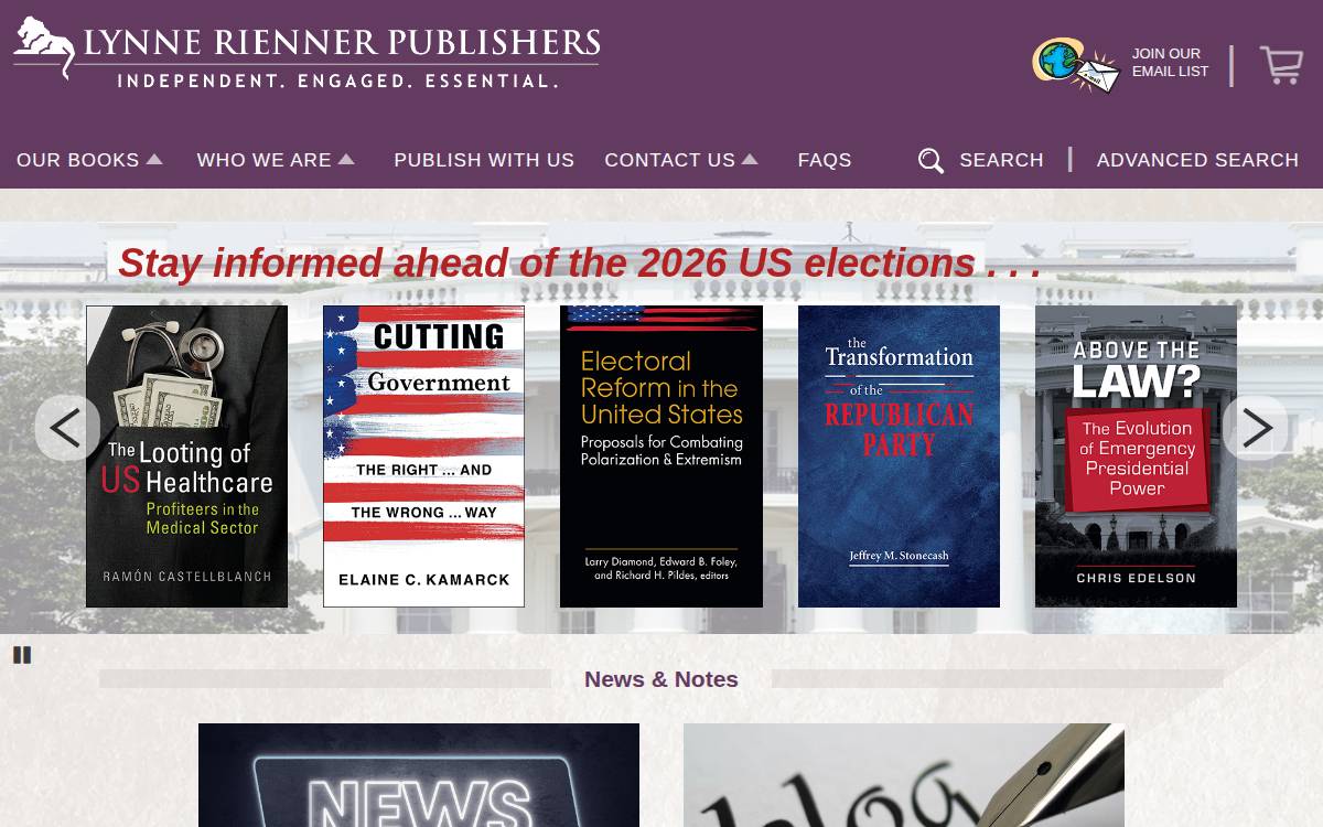 Lynne Rienner Publishers website preview