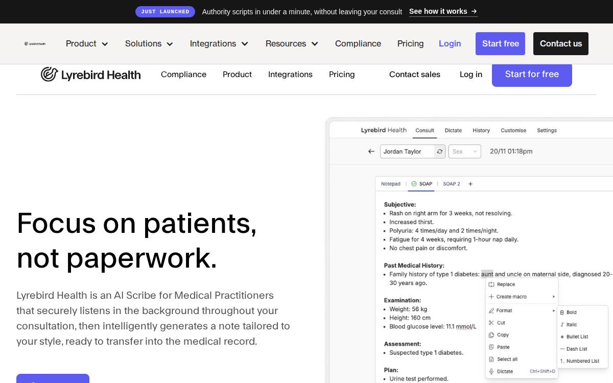 Lyrebirdhealth website preview
