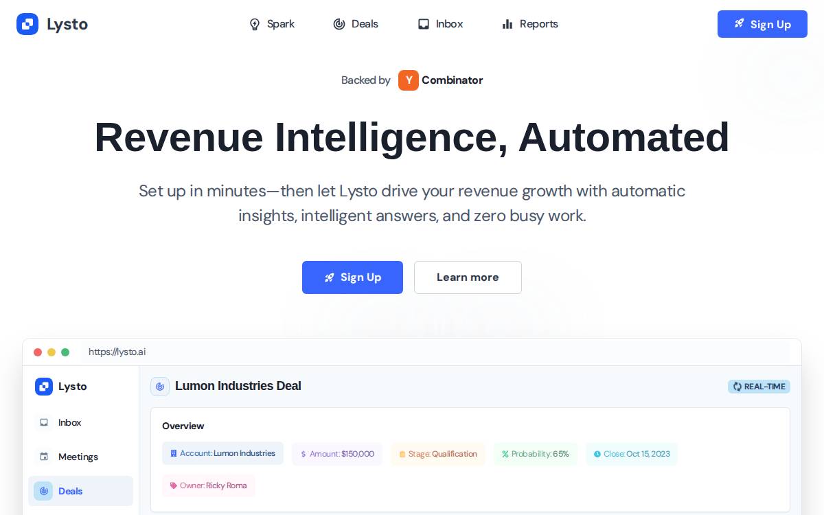 Lysto website preview