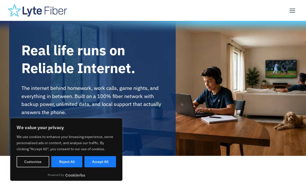 Lyte Fiber website preview