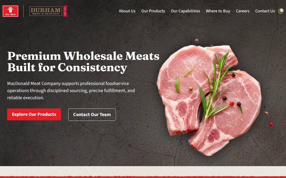 MacDonald Meat Company website preview