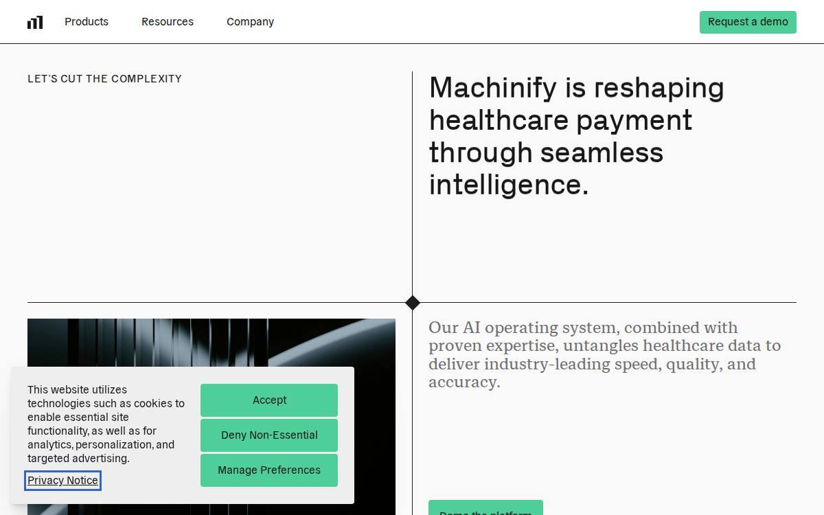 Machinify website preview