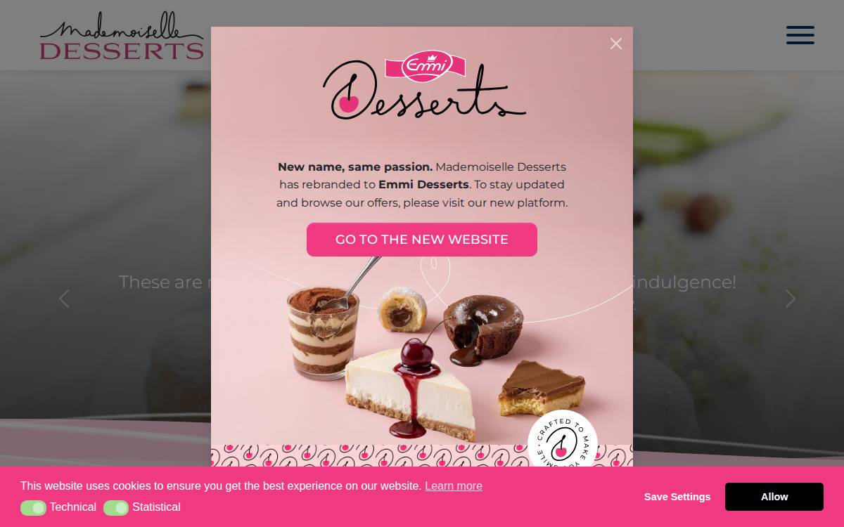 Mademoiselle Desserts website preview