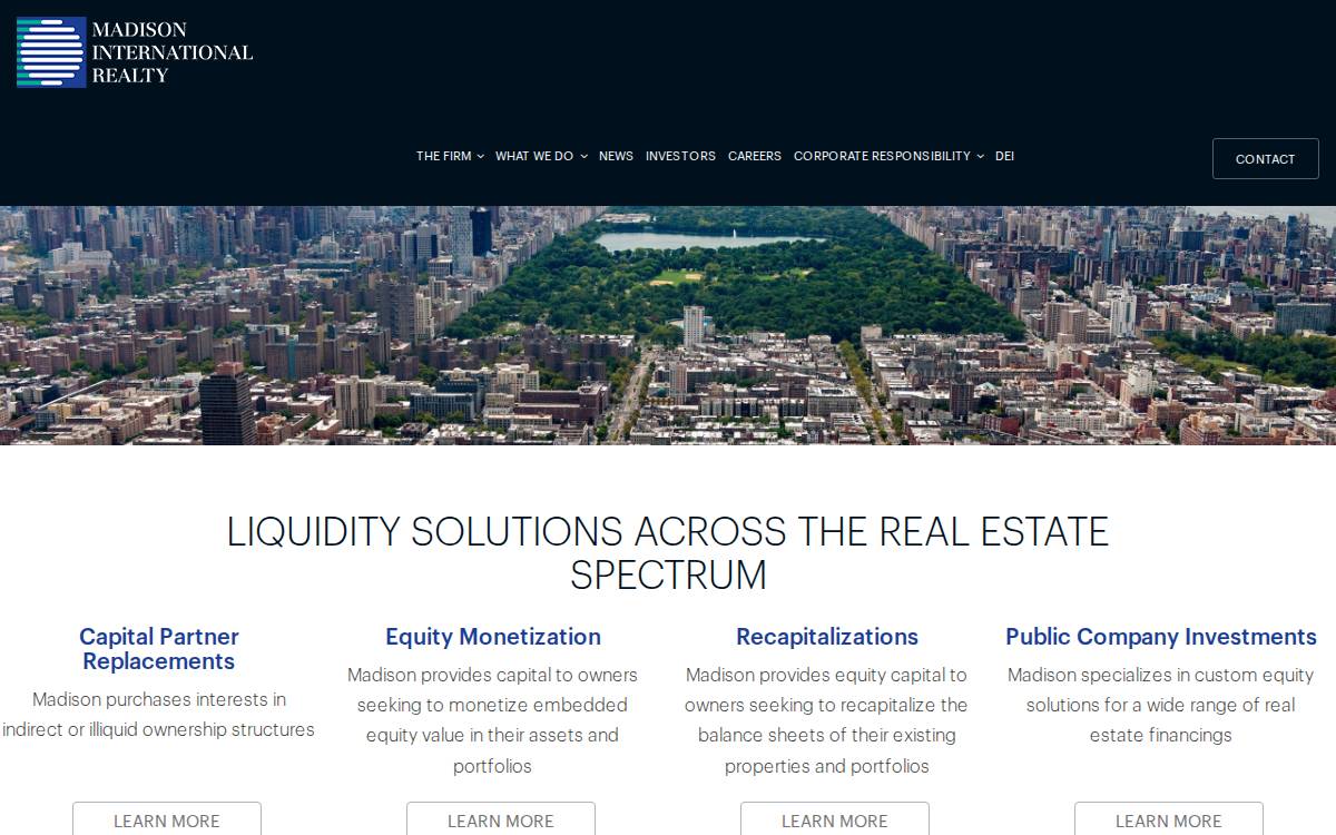 Madison International Realty website preview